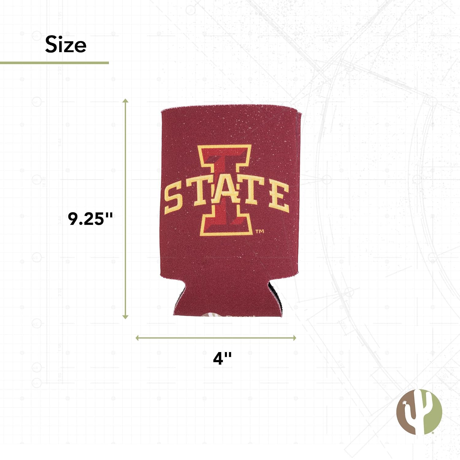 Desert Cactus Iowa State University Can Insulator ISU Cyclones Beverage Cooler 1 Pack Foam 12oz Can Holder Single Sided (Design A)