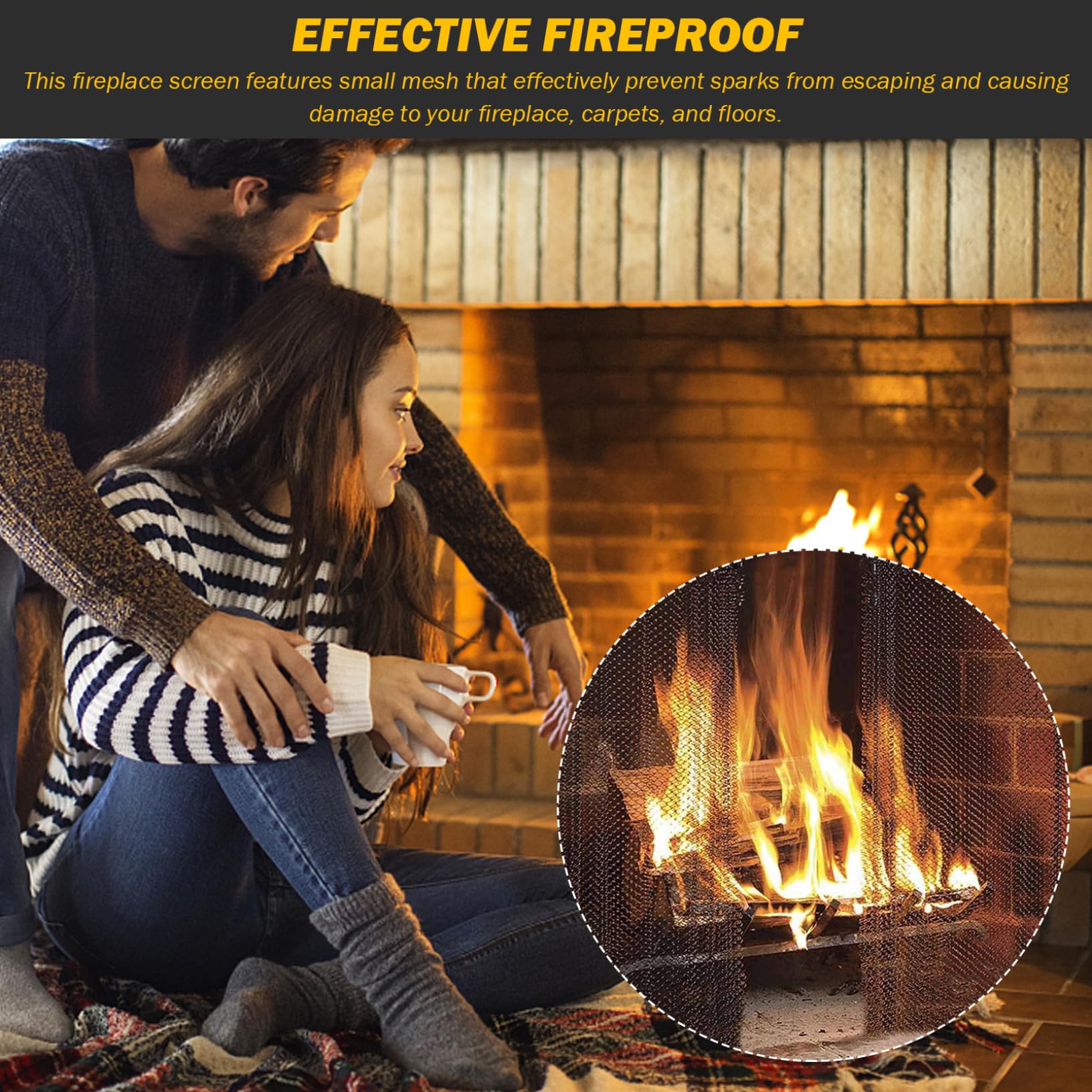 Schermo del caminetto con i tiri 1 coppia Spark Guard Fireplace Mesh Screen Curtain Rust Heat Resistant Home Fireplace Guard, 24x20 pollici