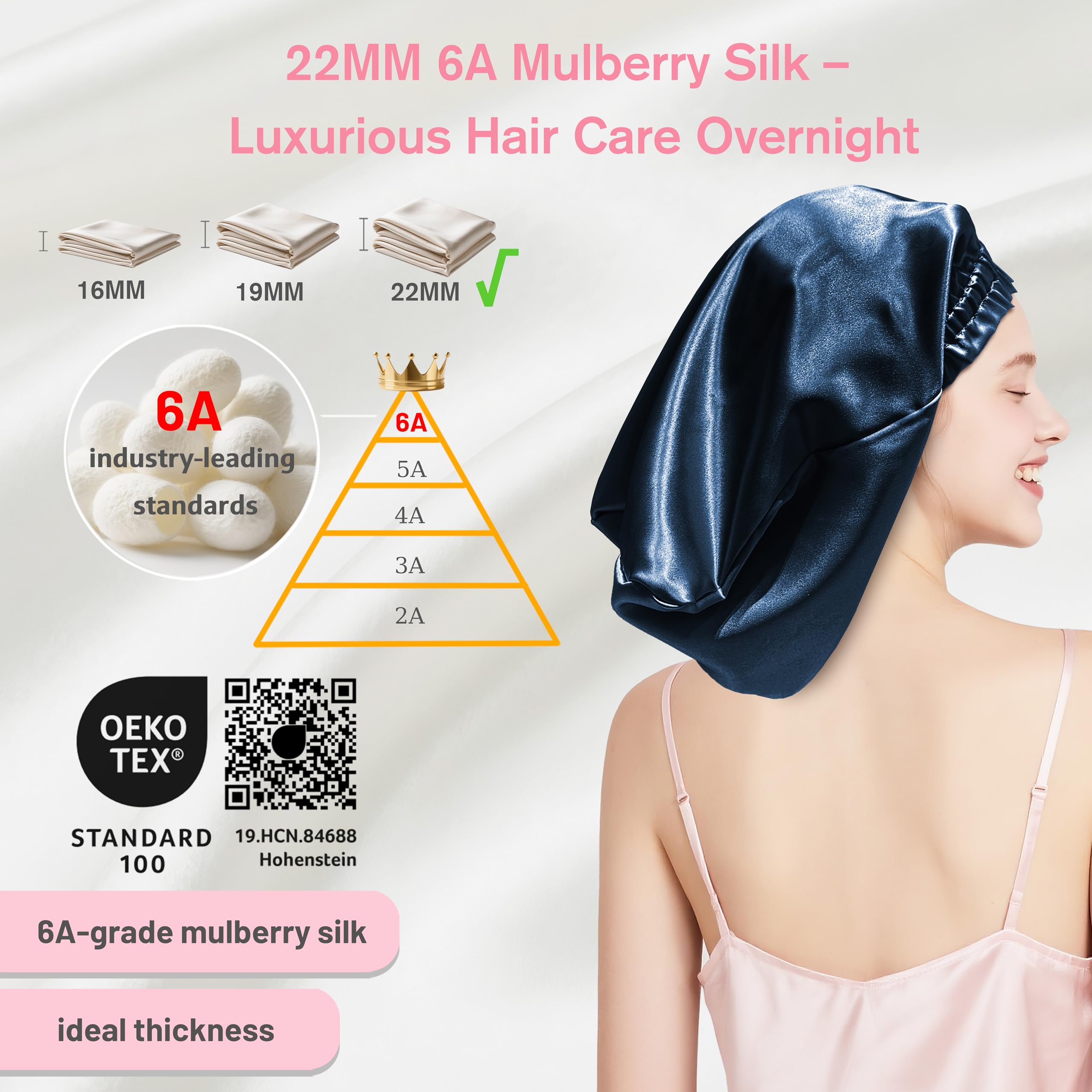 townssilk Silk Bonnet for Sleeping 100% 22 Momme Mulberry Silk for Women Luxurious, Breathable - Image 2