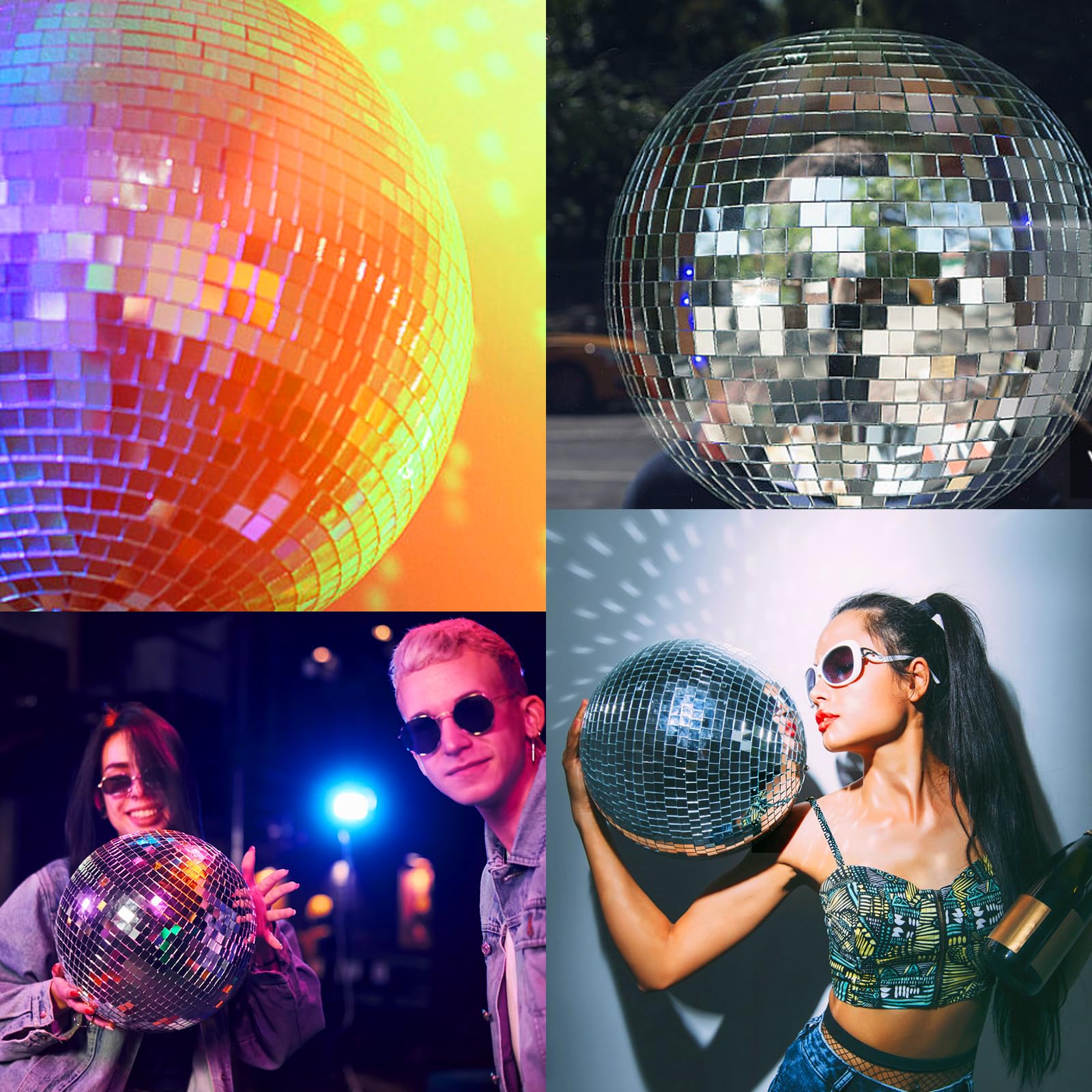Sfera a specchio da discoteca, 20 cm, sfera da discoteca, lucida, per albero di Natale, matrimonio, carnevale, festa di compleanno, decorazione argentata, effetto luce