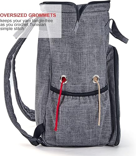 Vista 5 de HOMEST - Bolsa organizadora para crochet, gran capacidad de almacenamiento de hilo, bolsa para tejer para llevar proyectos, ganchos para crochet