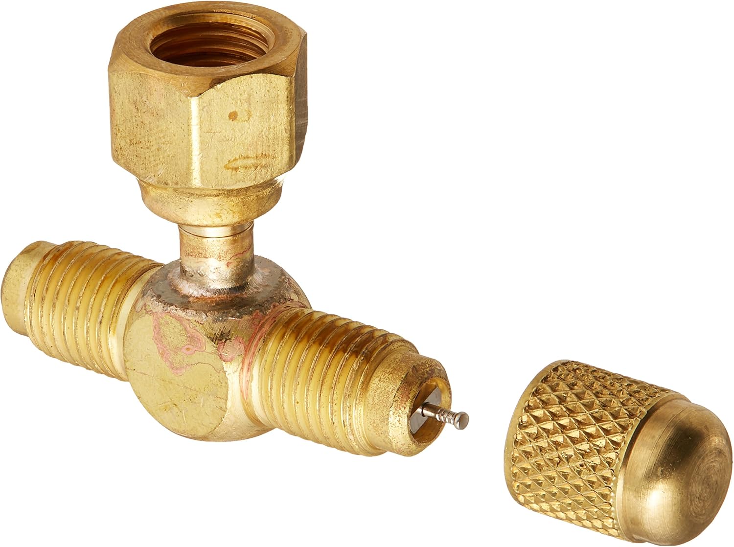 JB Industries A31852 FE SAE Swivel Tee with Depressor and Nut on Branch, 1/4"