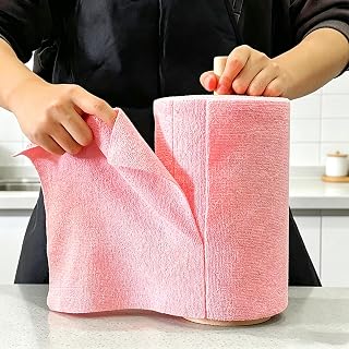20Pack Reusable Microfiber Cleaning Cloth Roll for Home Kitchen Car | High absorbent pink lint-free cloths, scratch-proof for kitchen, car and household cleaning
