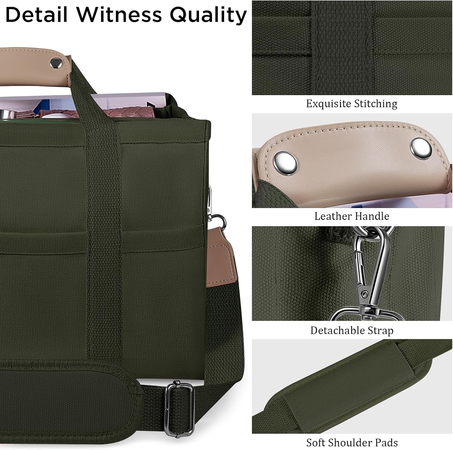 Canvas Tote Bag with Multi Pockets Crossbody Tote Bag for Women Bible Handbag Everything Tote Bags with Compartments - Image 5