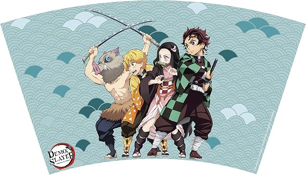 ABYSTYLE Demon Slayer 16 Oz. Plastic Acrylic Tumbler Carnival Cup With Reusable Straw & Leakproof Lid BPA-Free Featuring Inosuke, Zenitsu, Nezuko & Tanjiro Anime Manga Drinkware Gift