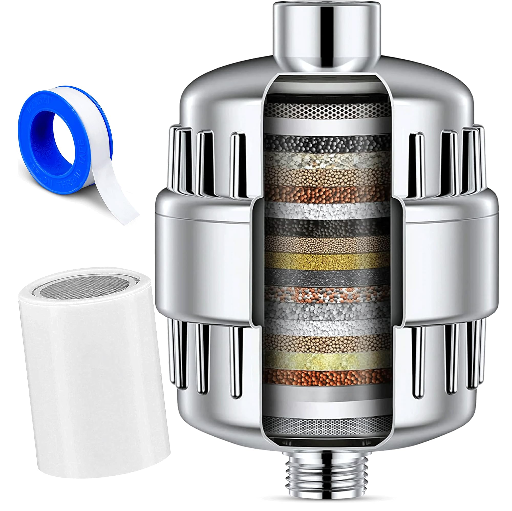 Showerhead Filter for Hard Water – 15-Stage High-Pressure Filtration with Vitamin C & E, Ideal for Skin & Hair Care, Universal Fit for All Shower
