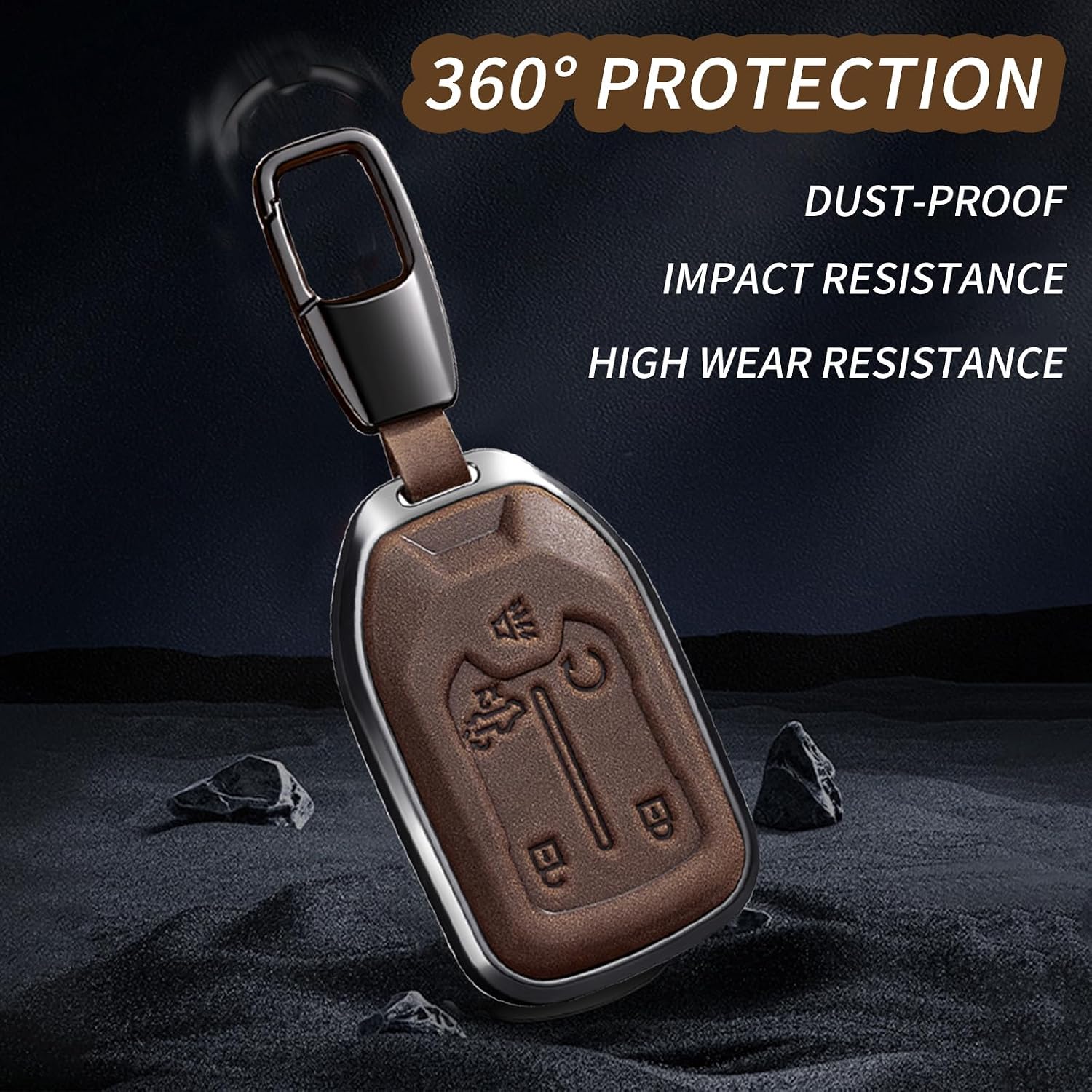 Key Fob Cover for 2019-2023 Sierra,Silverado 1500 2500HD(K-Brown)