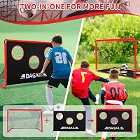 Poartă de fotbal BAGAIL 2 în 1 cu țintă de antrenament și geantă de transport, ușor de asamblat, 180x120 cm 6