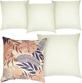 Bright Creations Pillow Covers Blank - Linen Polyester Blend 20 x 20 in Pack of 5 - Zippered Pillow Case for Heat Press & Sublimation - Customizable Personalized Cases