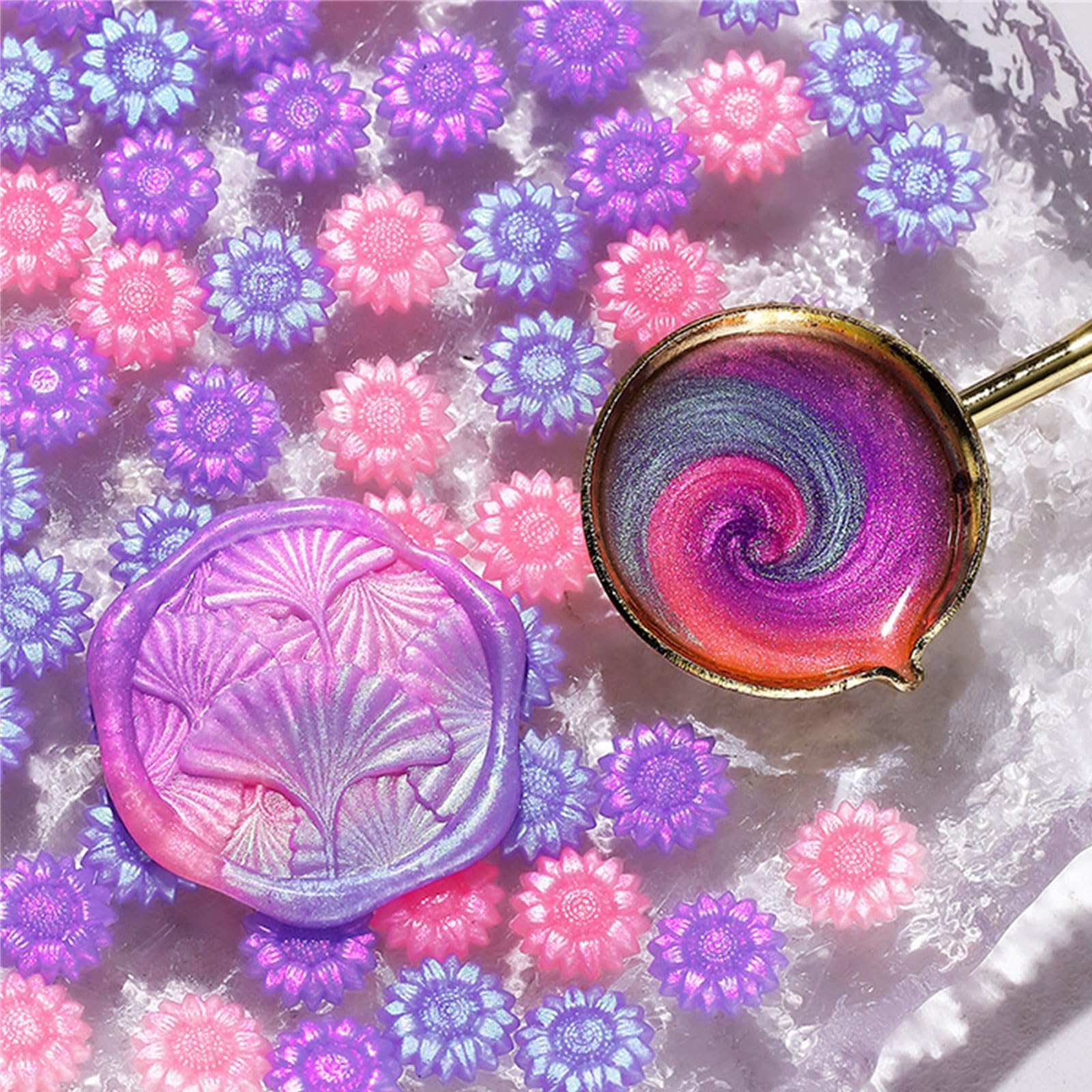 HUANIZI 100PCS Gilter Wax Sealing Wax Beads Flower Sealing Wax Beads for Sealing Wedding Invitation, Wrapping