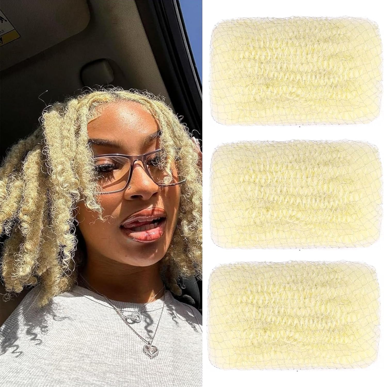 10 Inch 90g Afro Kinkys Bulk Hair for Locs Repair Synthetic 3 Packs Blonde Afro Kinkys Bulk for Dreadlocks, Loc Repair, Dreadlocks Extensions Micro Twist Kinky Hair (613#, 10 INCH (Pack of 3))