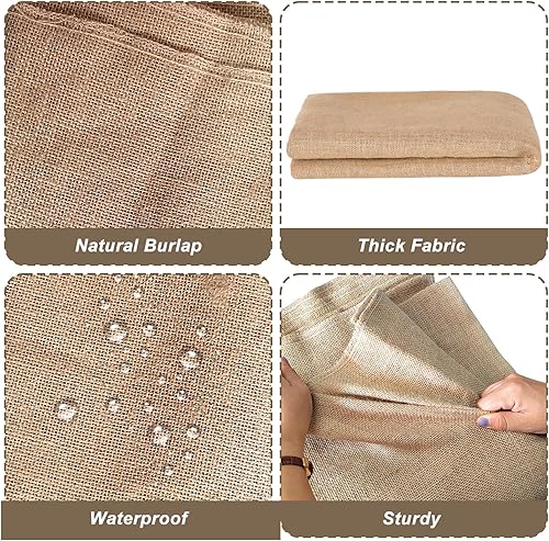 Miniatura 3 de 1 paquete de mantel de arpillera natural, 63 x 108 pulgadas, mantel rectangular de arpillera de granja, mantel rústico de yute para fiestas, hogar,