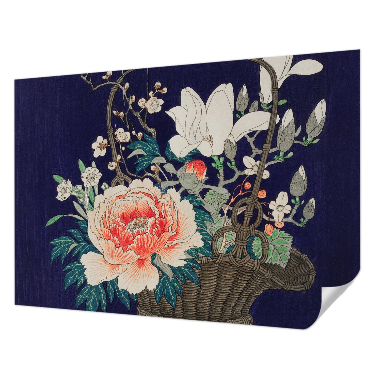 Revêtement mural autocollant pour chambre et salon décor panoramique panier de fleurs