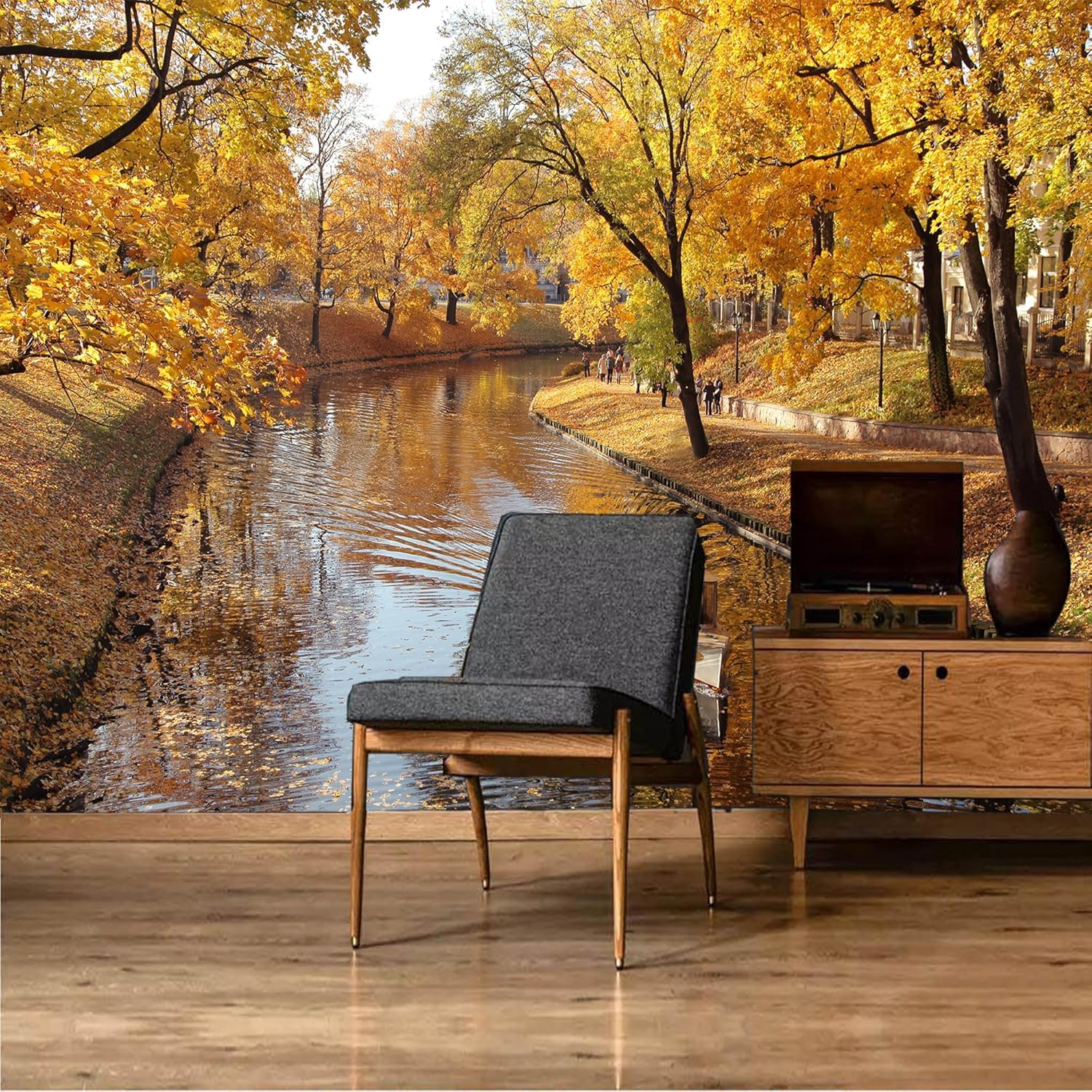 Panoramiczna tapeta drzewo włóknina krajobraz jesienny plakat Trompe l'oeil Mural 3D sztuka dekoracja ścienna salon sypialnia 450x315 cm 2664b