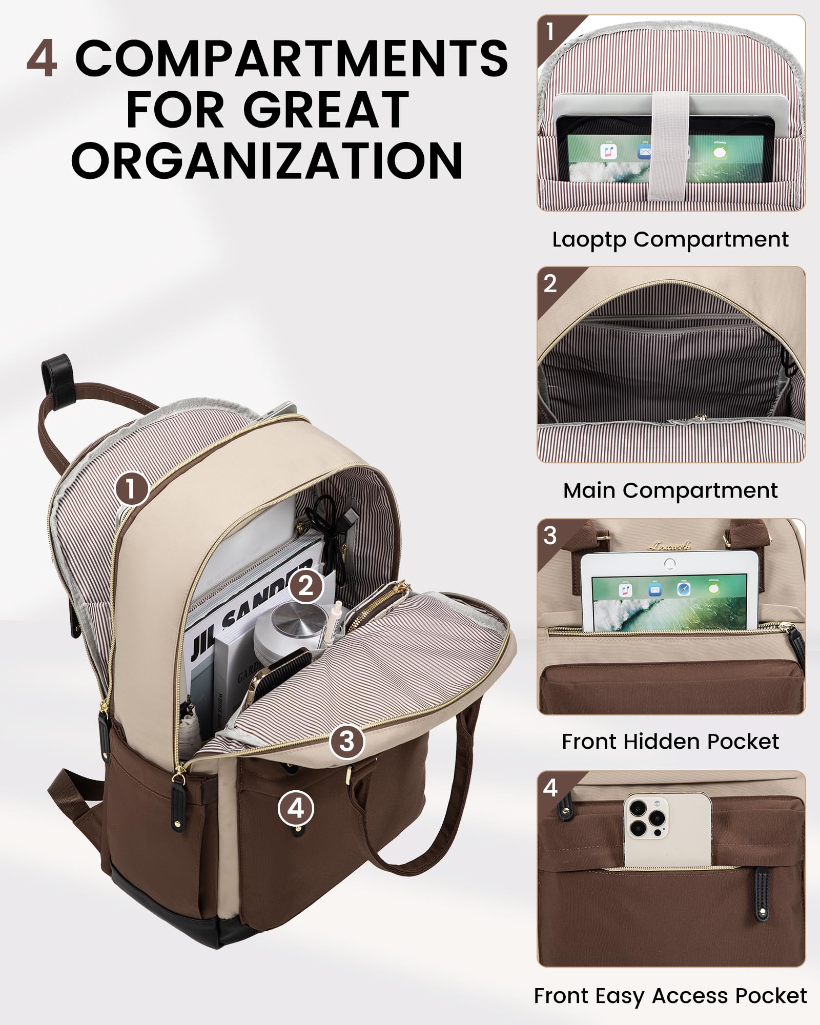 Zaino LOVEVOOK Porta PC Impermeabile, Antifurto, Con Porta USB