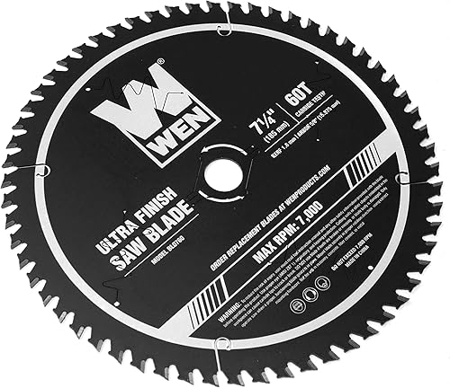 Miniatura 4 de WEN BL0760 - Hoja de sierra circular profesional con punta de carburo de 60 dientes, 7.25 pulgadas, acabado ultrafino, con revestimiento de corte