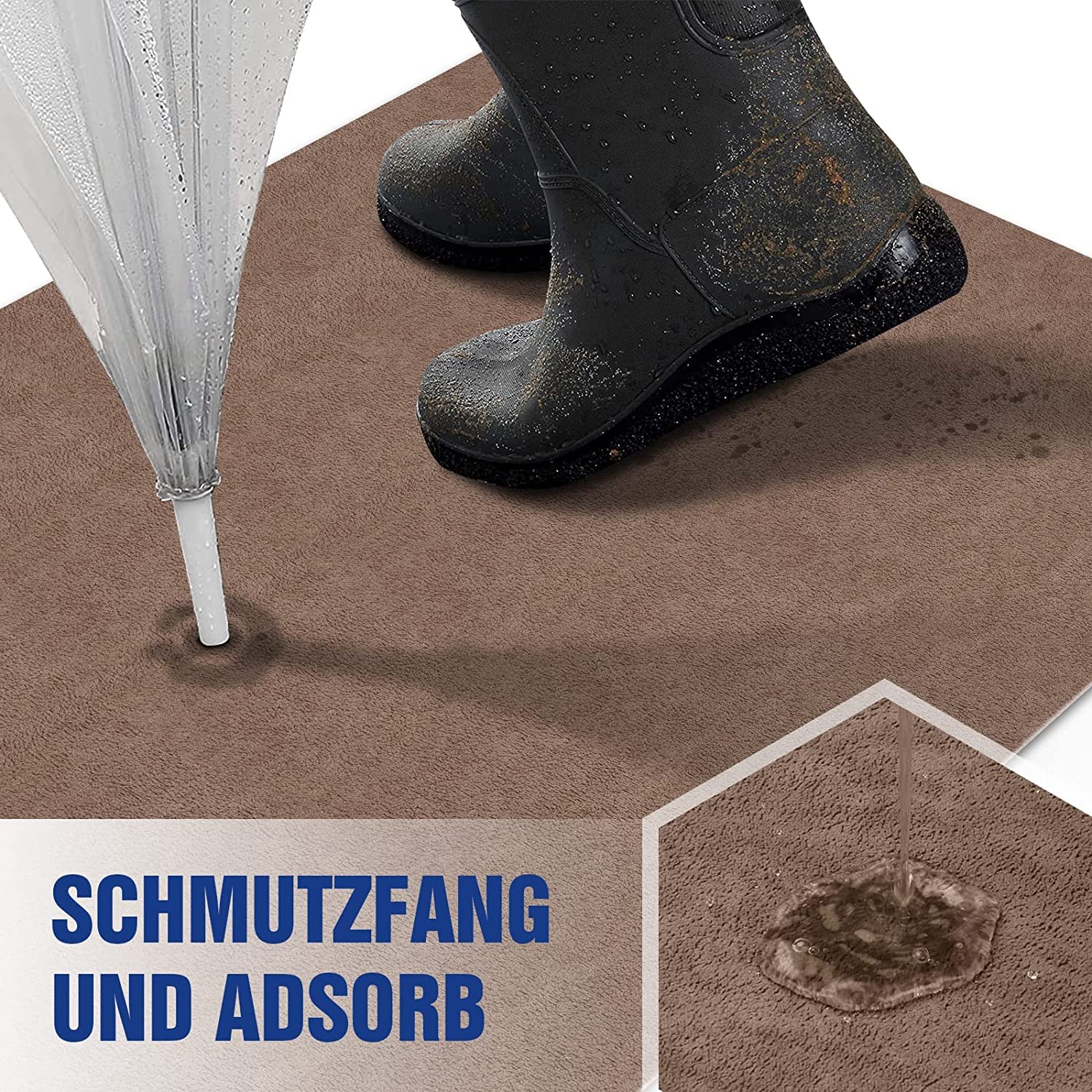 Fußmatte innen, 80x120cm waschbar Schmutzfangmatte,superdünne Eingangstürmatte,strapazierfähige Türmatte Schmutzfänger,Saugfähiger Küchenläufer,rutschfeste Schmutzfängerfußmatte (Braun 01, 80x120 cm)