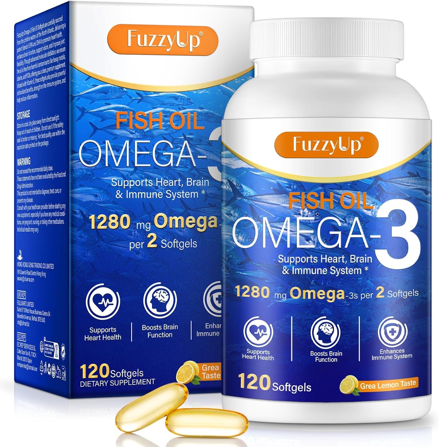 Omega 3 Capsules High Strength | Ultra Absorption |1280mg EPA & DHA per Serving | rTG Form (90% Absorbable) | Supports Heart, Brain & Eye Health | 120 Softgels