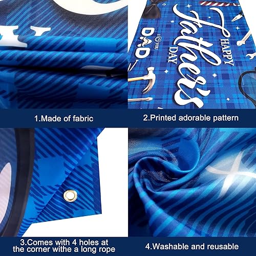 Miniatura 3 de KatchOn, Pancarta azul con texto en inglés «Happy Father's Day», extragrande, 72 x 44 pulgadas, decoración azul del día del padre para fiesta, telón