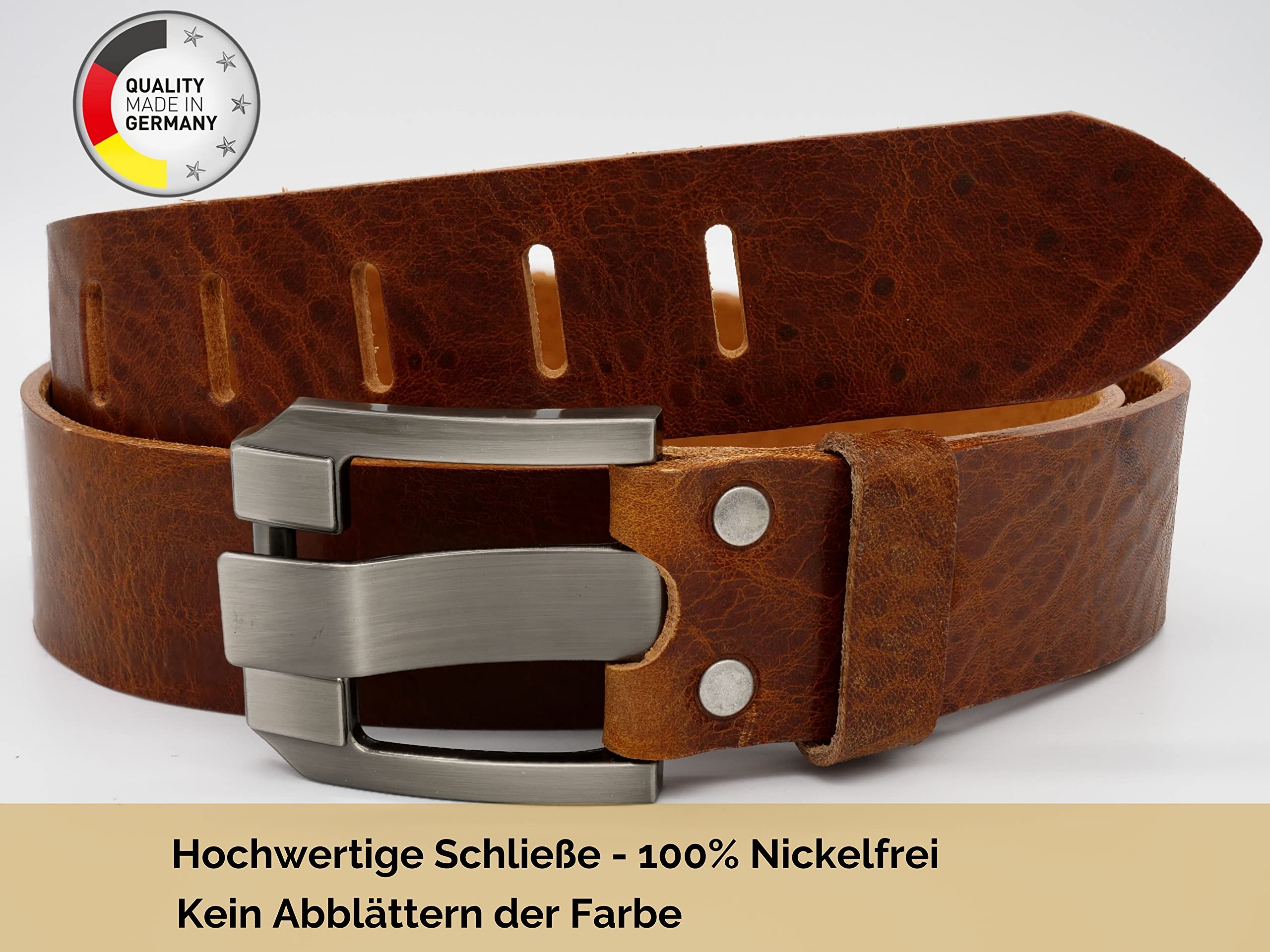AnnaMatoni Herren Gürtel Leder 4cm breit Ledergürtel Pflanzlich gegerbtes Leder 3,5mm Stark echt Leder Made in Germany Gürtel Herren Leder