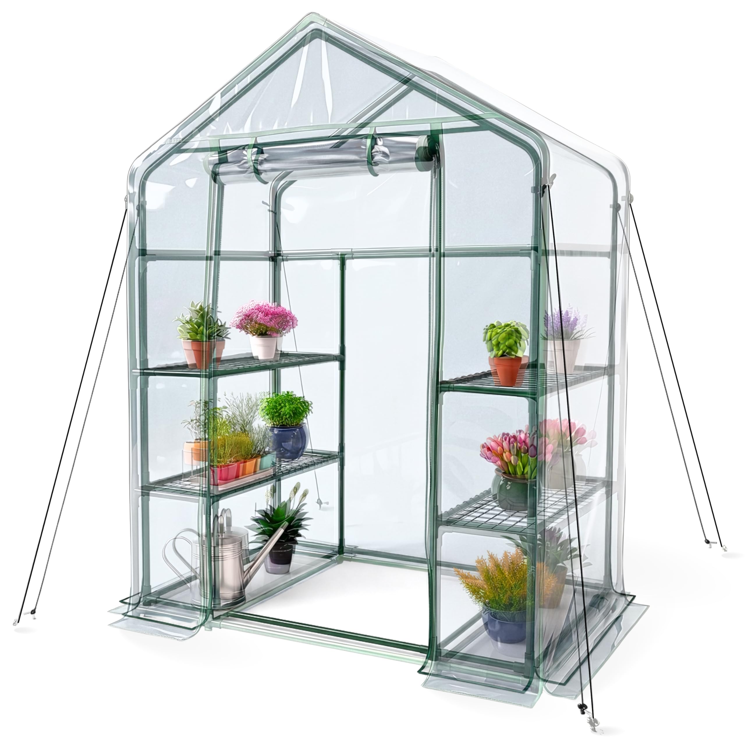 Mobiclinic®, Serra da Giardino, 143 x 73 x 195cm, Copertura in PVC e Porta Avvolgibile, 4 Ripiani, Impermeabile, Home Grow, Vivaio Domestico, Fissaggio Sicuro, Ideale per la Coltivazione, Resistente