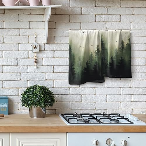 Miniatura 8 de Green Misty Forest - Juego de 2 toallas de mano suaves para cara de invitados, decoración de baño, toallas finas para cocina y platos de té