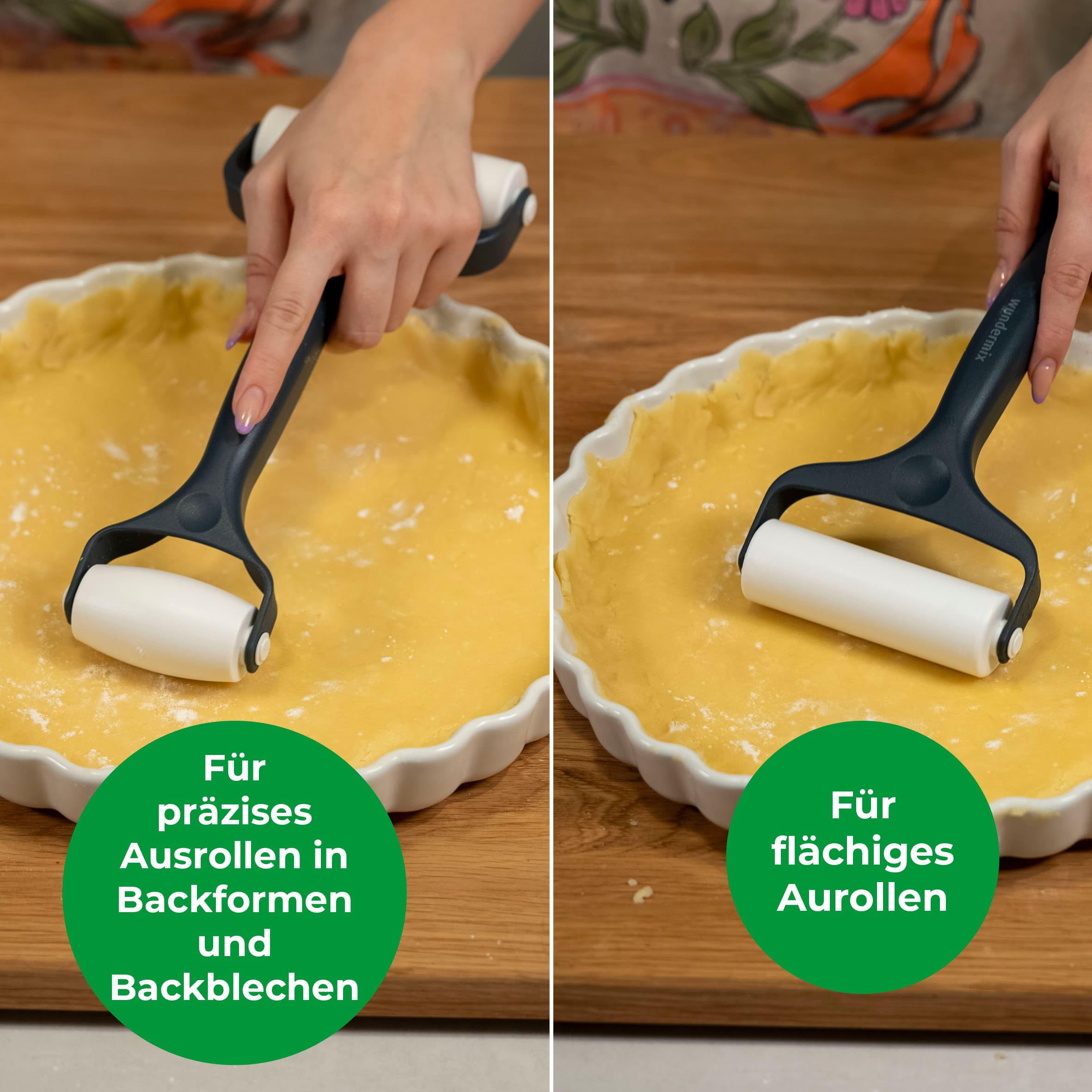 Wundermix - RollPro® Teigroller • Teigrolle mit 2 Walzen • Antihaft Nudelholz für müheloses Ausrollen von Teigen • Fondant Roller • Pizzaroller • Spülmaschinenfest • Backzubehör