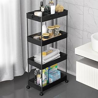 SPACEKEEPER Storage Trolley 4-Tier Rolling Ut...,