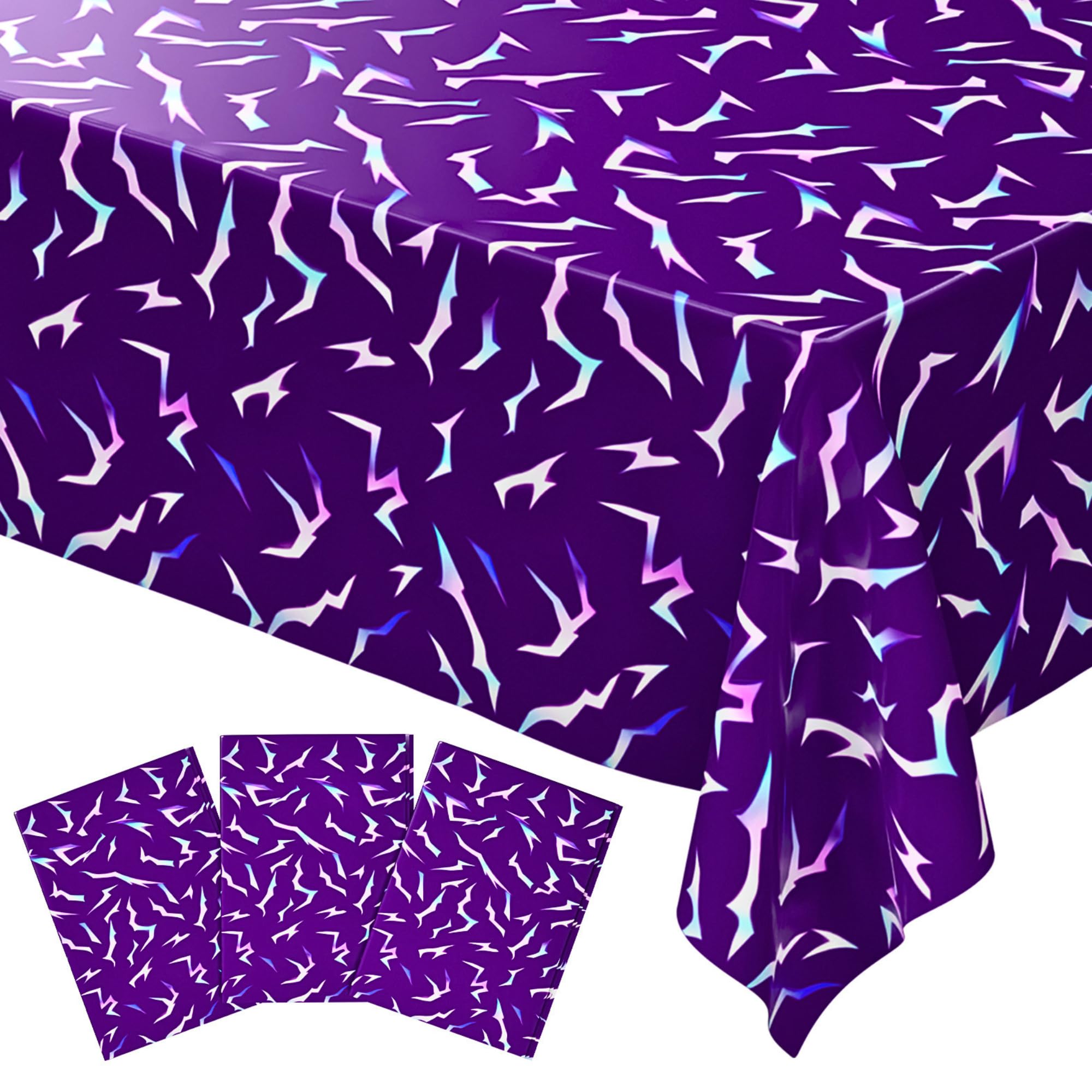 Blue Orchards Kpop Tablecovers (Pack of 3) - 54"x108" XL - Purple Birthday Party Decoration, Durable Disposable K-pop Tablecloth, Music Themed Decor, Korean Style Plastic Table Cloth, Event Backdrop