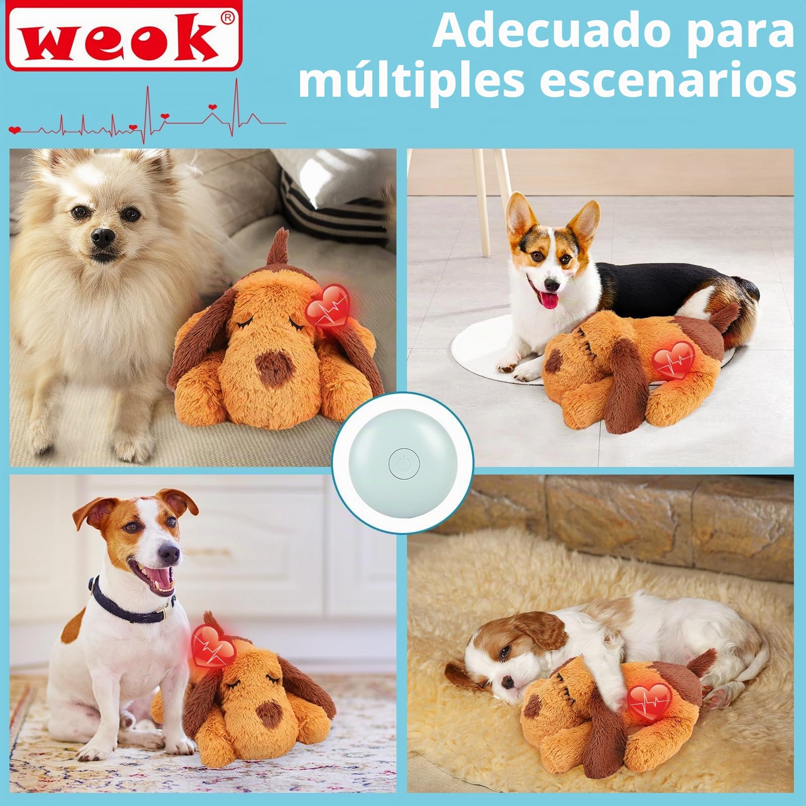 WEOK Juguete de latido del corazón para cachorros, juguete para aliviar la ansiedad por separación, latido del corazón de cachorro, juguete de peluche calmante para la ansiedad y el comportamiento