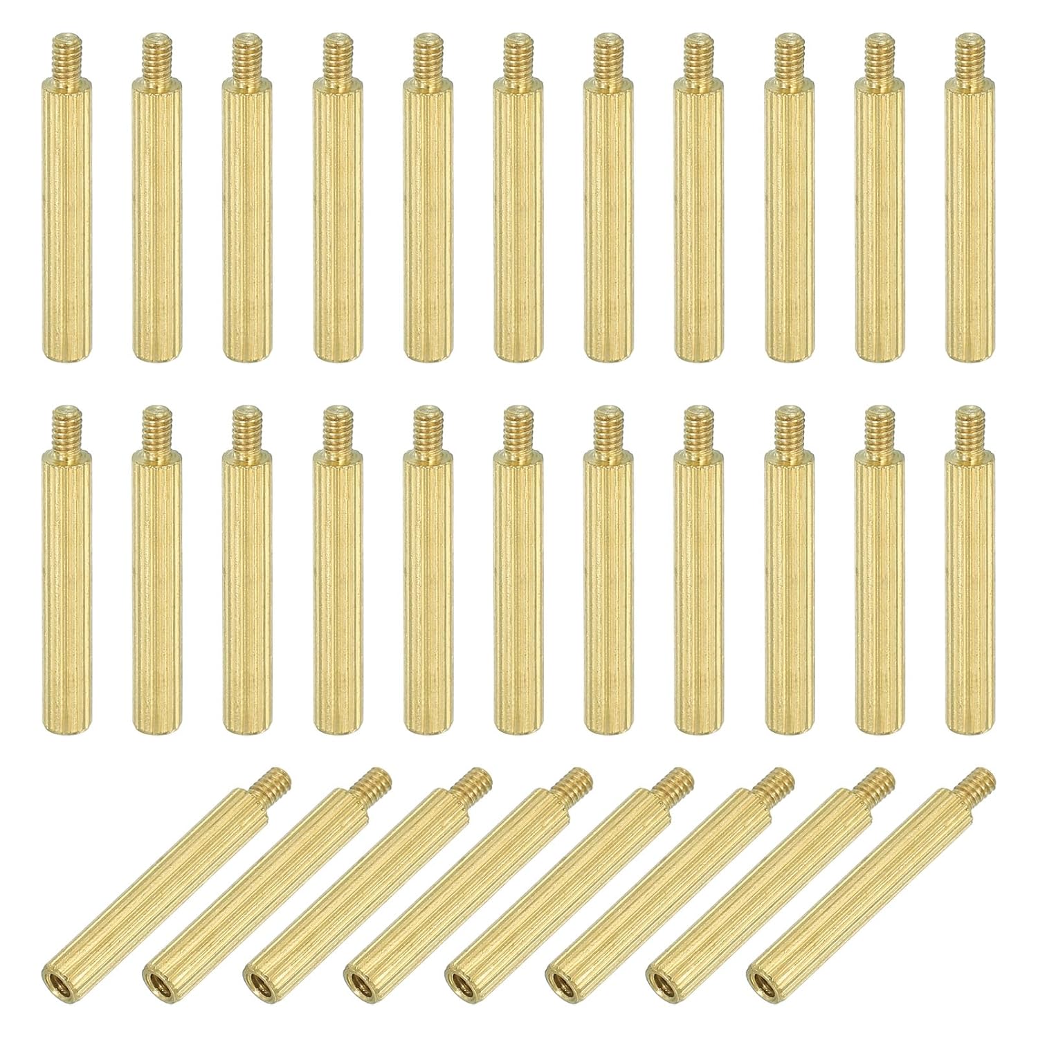 PATIKIL M2 x 17+3 mm Male Female Brass Hex Spacer Standoff, 30 Pcs for FPV Drone Quadcopter PCB Motherboard Steel Screw Nut Set Computer & Circuit Board, Gold