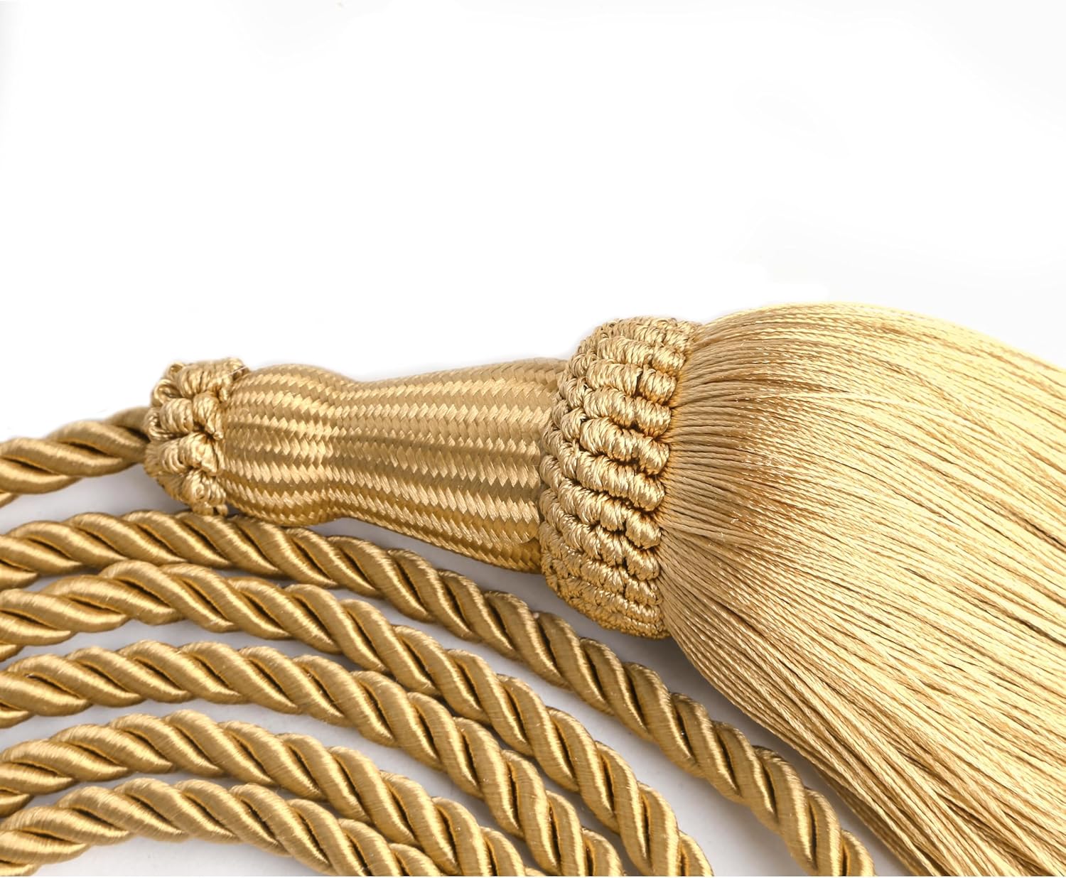 2 Pack Weighted Pew Ropes with Tassels, Extended Tassel Rope for Church and Wedding Decor (Gold, 7.8feet-2pack)