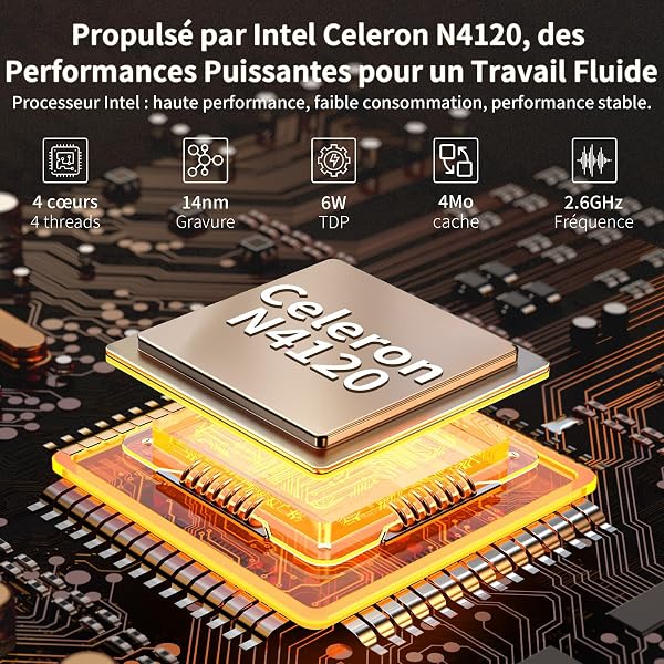 Ordinateur Portable 14 Pouces, 8 Go DDR4, IPS 1920 x 1080, Celeron N4120, avec Protection De Clavier AZERTY en Français,(Gris, 8GB+256G SSD) - 3
