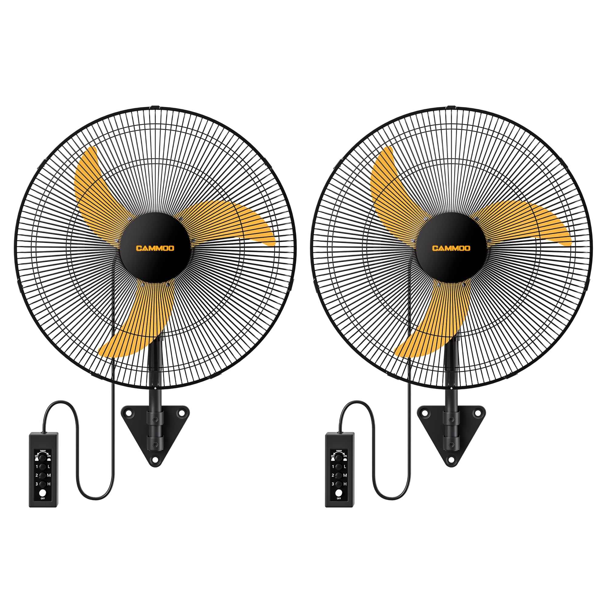 CAMMOO 20 Inch Wall Mount Fan Oscillating, Extended 3.3ft Wired Remote and 6.6ft Power Cord, 3-Speed Industrial Wall Mounted Fan for Commercial,