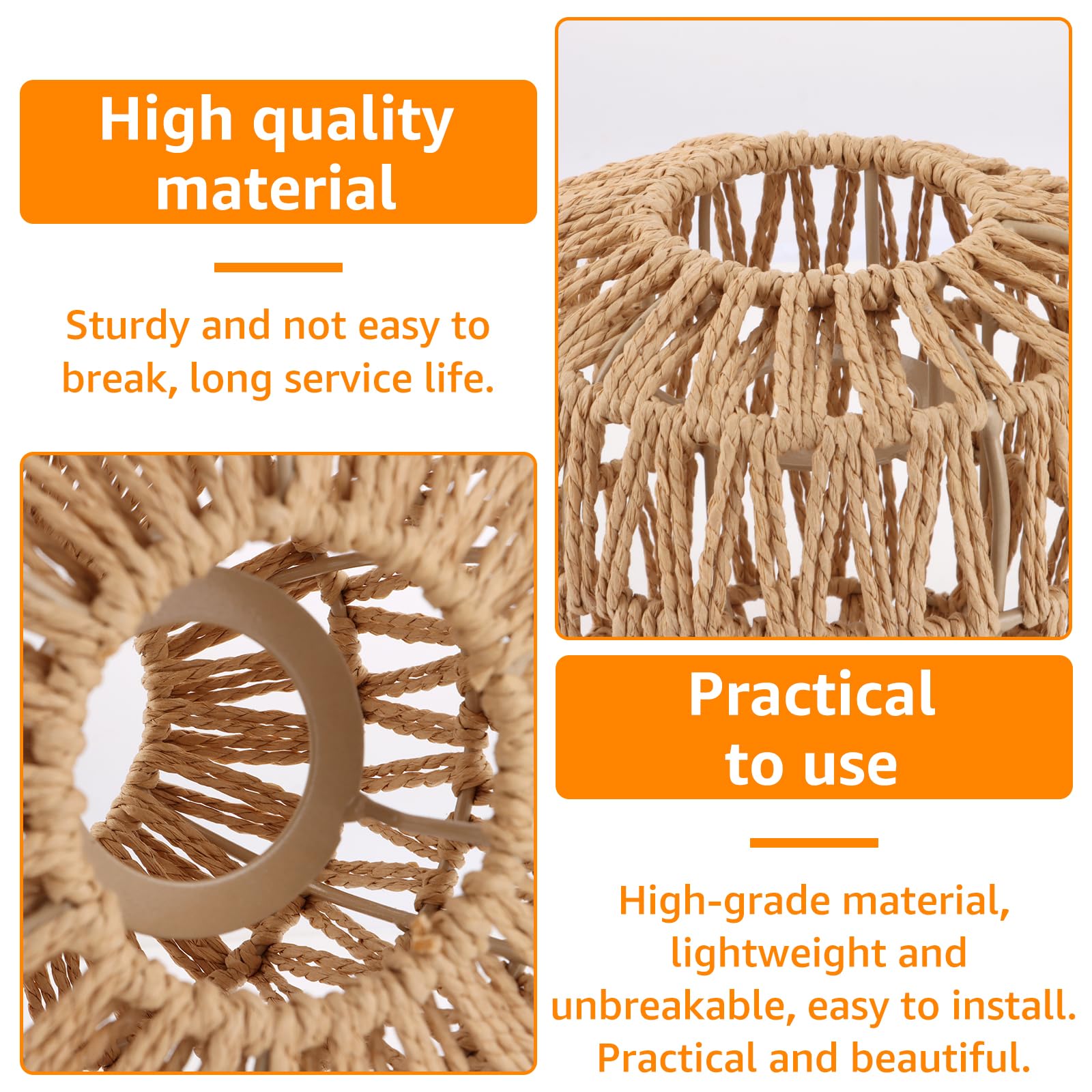 Natuurlijke rotan lampenkappen, bohohanglamp & staande lamp, mandlampen, lantaarn, tafellamp, plafondlamp, reservescherm 12 cm