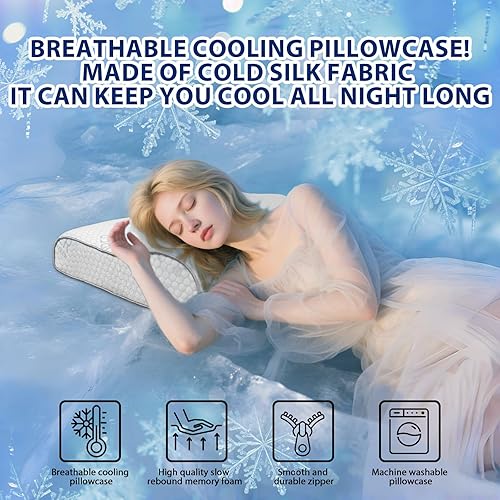 Miniatura 5 de Almohadas de espuma viscoelástica  Almohada cervical para aliviar el dolor, almohada ergonómica para dormir de lado para dormir, almohadas