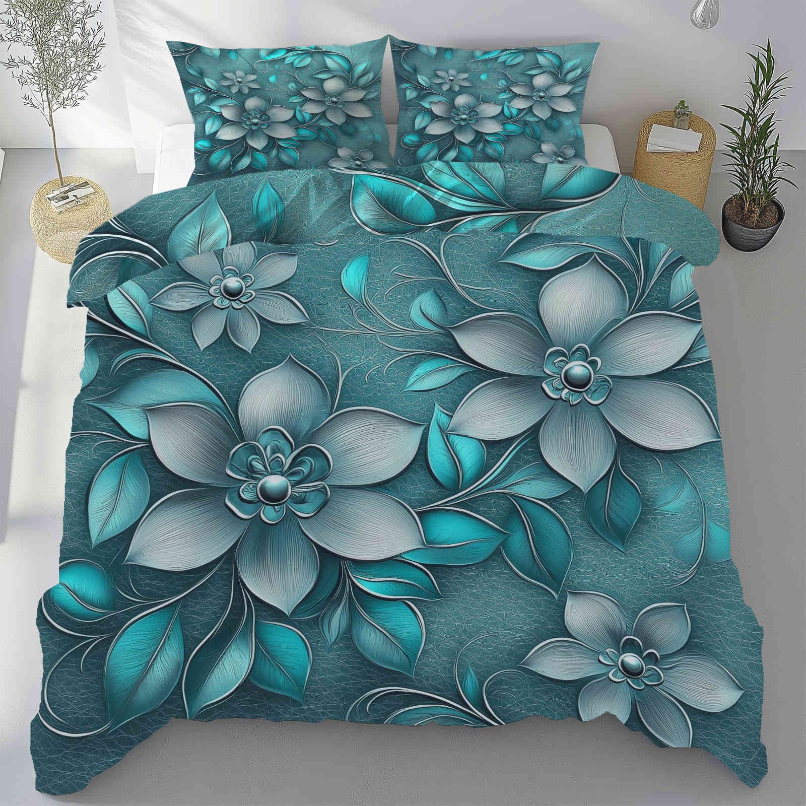 Housse de couette bleu réversible 240x220 pour changer d'ambiance de chambre