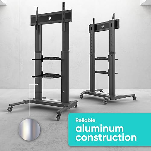 Miniatura 3 de ONKRON Soporte de TV móvil con ruedas para televisores de 40 a 80 pulgadas de hasta 122 libras, carrito de TV rodante, soporte de TV portátil con