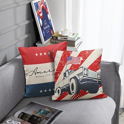 Miniatura 7 de ArtSocket Juego de fundas de almohada decorativas para el Día 4 de Julio, Día de la Independencia, 18 x 18 pulgadas, decoración del hogar, para