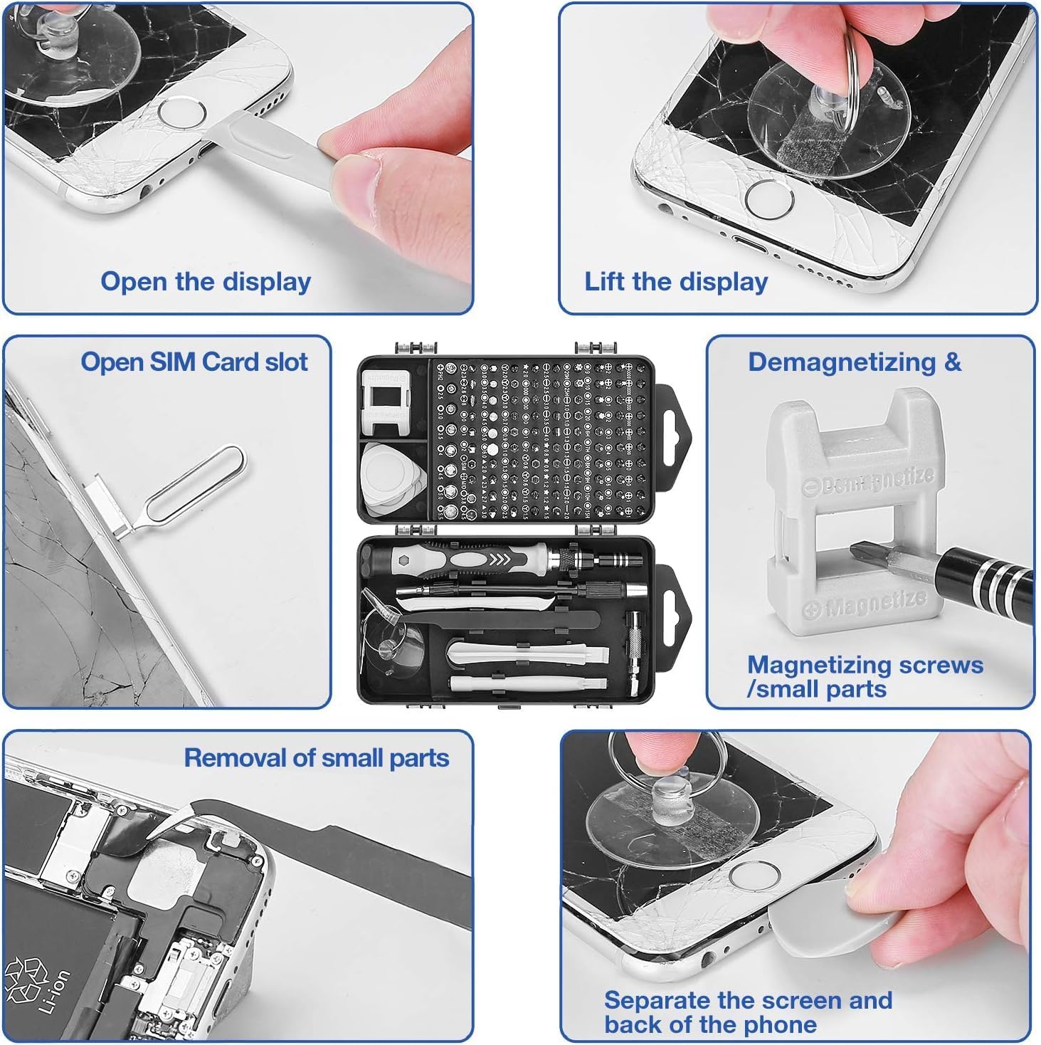 115-in-1 Precision Screwdriver Sets, Professional Repair Tool Kit with Flat Head & Multiple Bits for Electronics, Phone, Watch, Automotive Maintenance - Magnetic, Non-Slip Handle & Tweezers