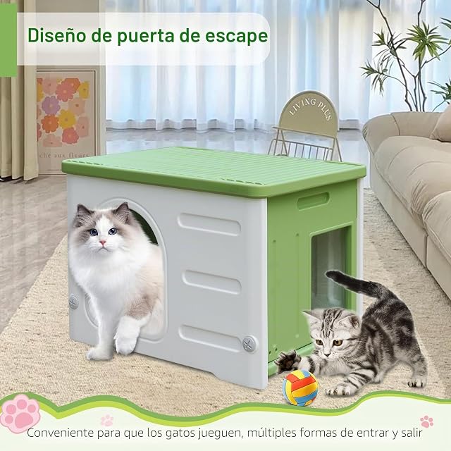Foto 4 de 8 de Casa para gatos de plástico para uso interior y exterior, refugio para gatos salvajes, casa para gatos