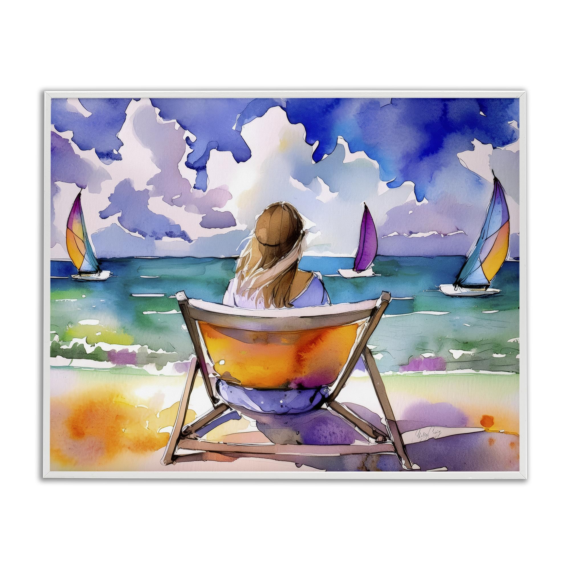 Stupell Industries Coastal White (Textured) 'Front Row To Paradise'| Framed Giclee Art
