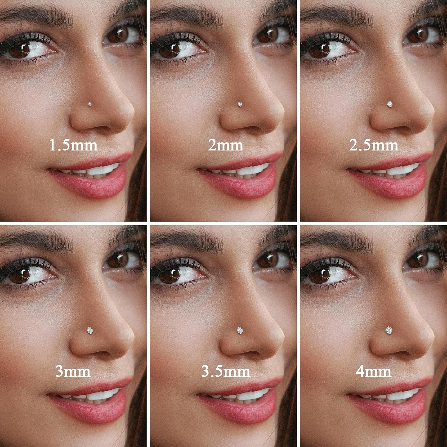12Pcs Nose Rings Studs 18G 20G 22G Straight Nose Studs Surgical Stainless Steel Nose Rings for Women Hypoallergenic Nose Bone Studs Cubic Zirconia Lip Rings Nose Piercings Jewelry 1.5mm-4mm - Image 3