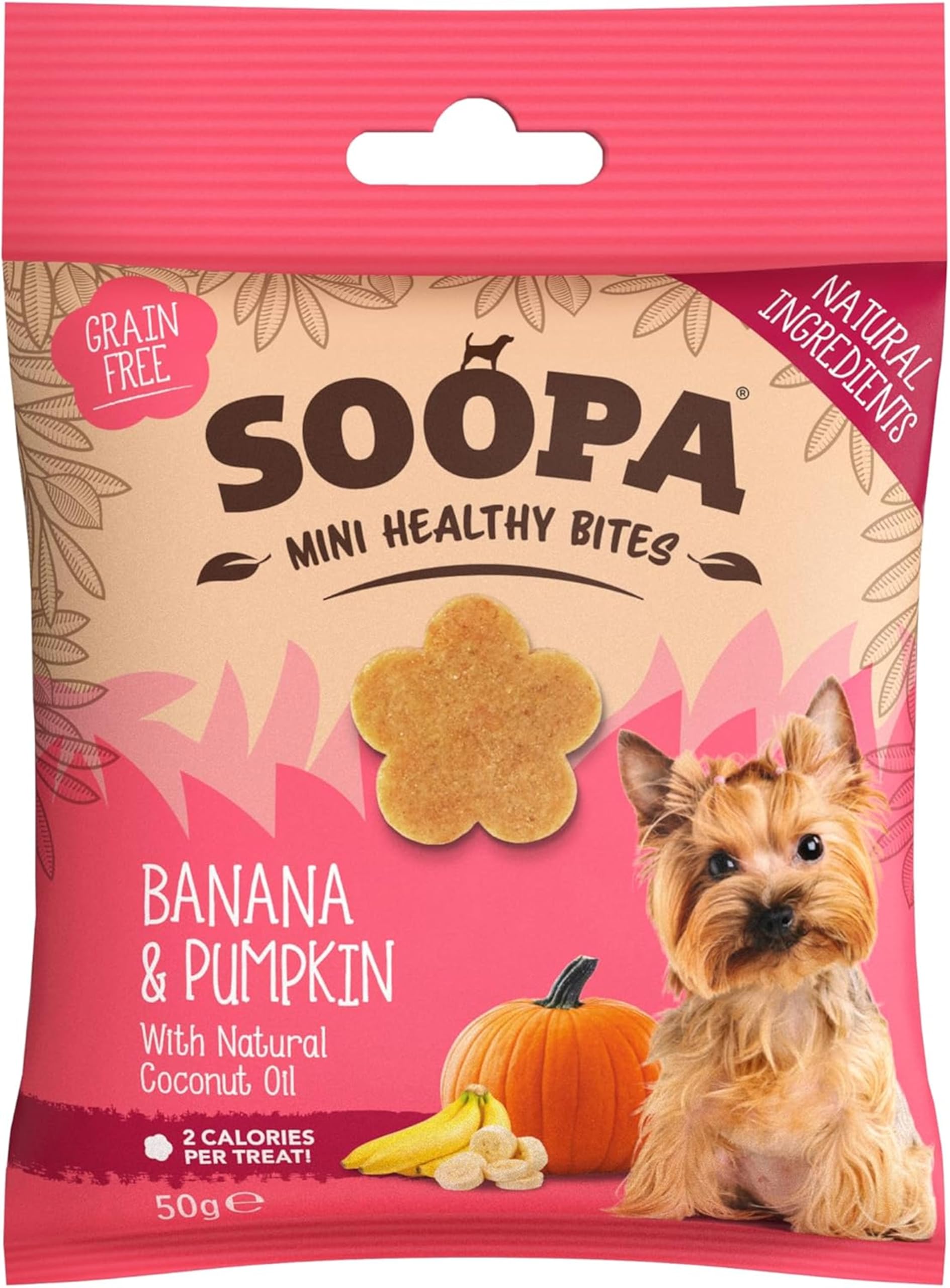 Soopa Banana & Pumpkin Mini Bites, Dog Training Treats, Vegan, 50 g, 1-Pack