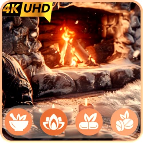 Peaceful Fireplace Snow - Sleep Screensaver