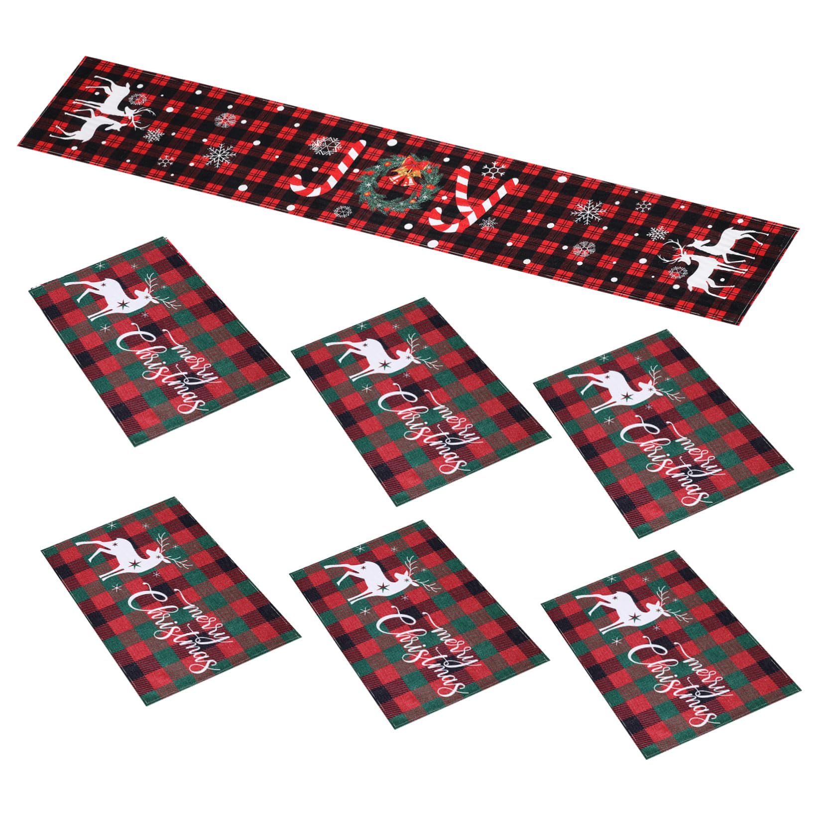 TOYANDONA 7 STK. Teiliges Weihnachts-tischset mit Langlebigem Polyester Hitzebeständigem Tischläufer und Passenden Platzsets Festliches Design für Familien Schützende und Dekorative