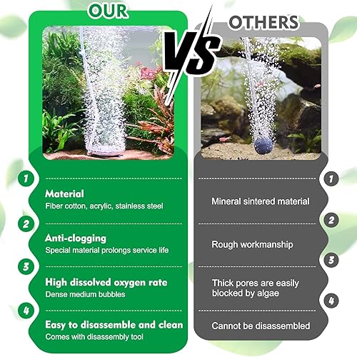 Miniatura 5 de hygger Air Stones para acuarios, kit de burbujeador acrílico transparente con tubo de aire, piedra de burbujas ultra silenciosa, difusor de oxígeno
