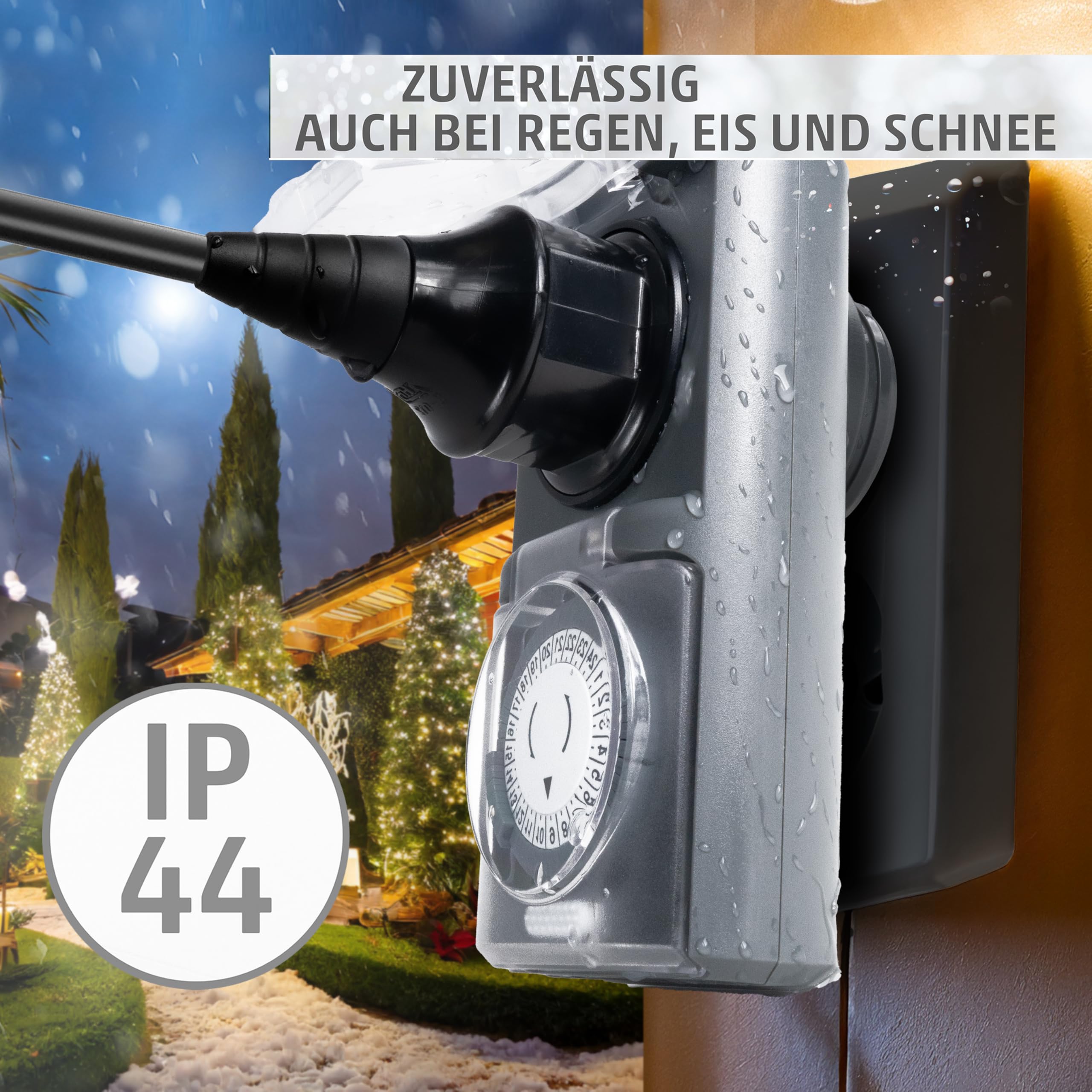 4smile Zeitschaltuhr Außenbereich IP44 - Mechanische Steckdose Outdoor