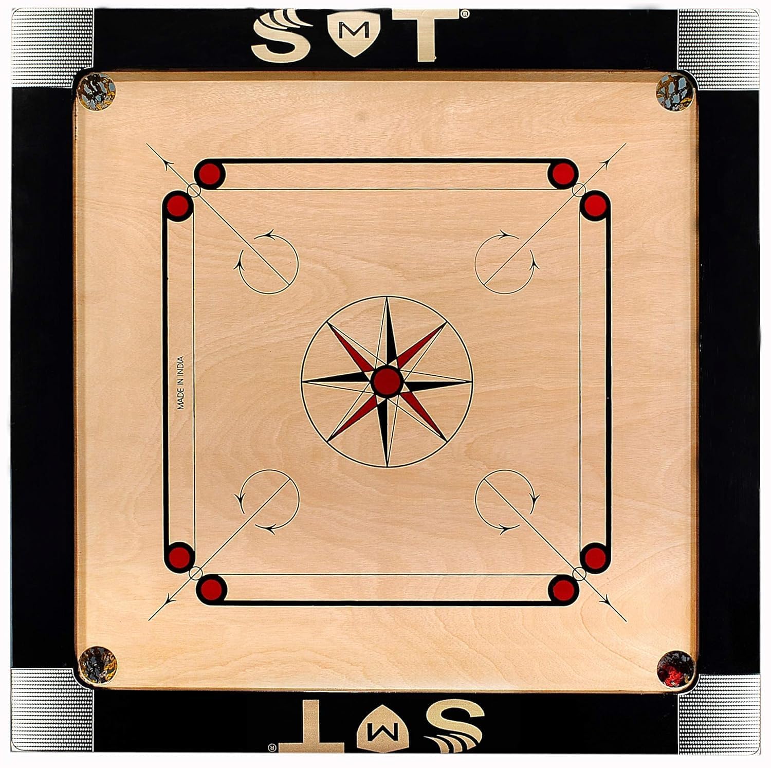 SMT 32 Inch Carrom Board with Coins, Striker & Powder | Smooth Matte Finish Wooden Board for Family & Professional Play (Pack of 1) (36 inch Carrom bordfull Size)