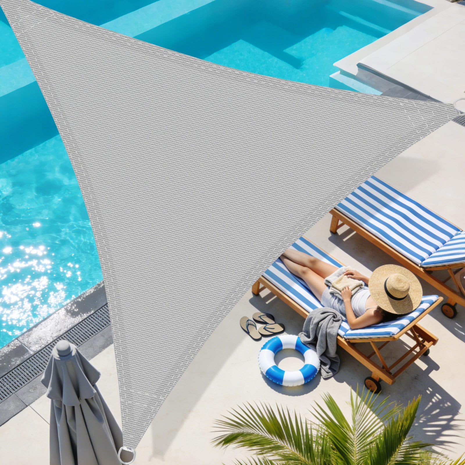 Voile d'ombrage 4.5x4.5x4.5m Triangulaire Respirant 185gsm Toile Ombrage HDPE Protection UV 95% pour Patio Jardin Terrasse Extérieur Balcon avec Corde, Gris